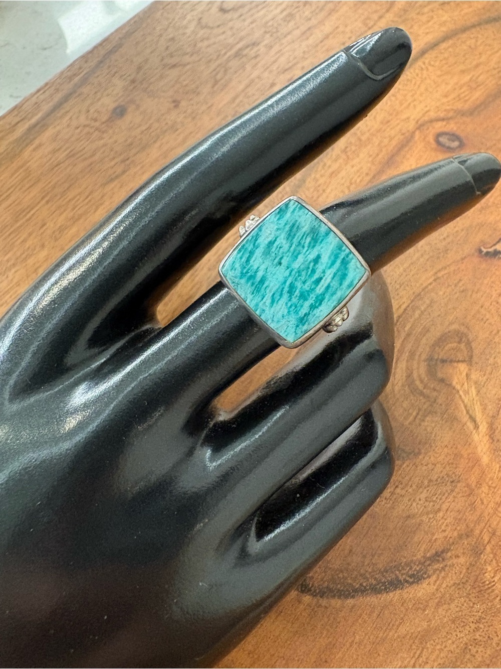 Chipita Sterling Silver Amazonite Square Ring - Turquoise - Size 7.5